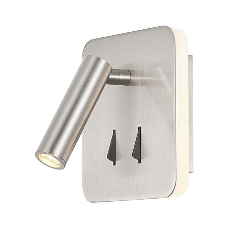 Aplique cuadrado color niquel satin LED de lectura y ambiente