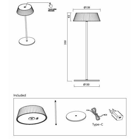 Lámpara mesa portátil LED serie Relax negro