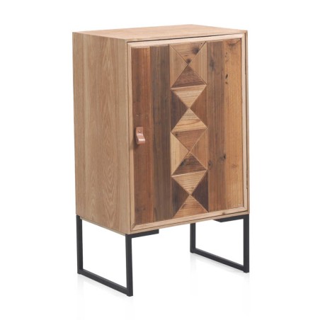 Mesilla con puerta frente en mosaico madera natural 49x35x85h