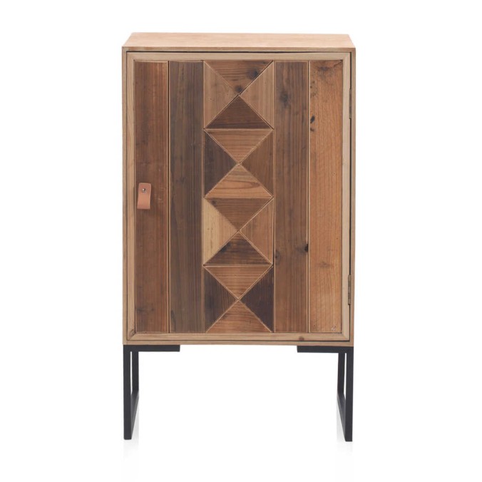 Mesilla con puerta frente en mosaico madera natural 49x35x85h