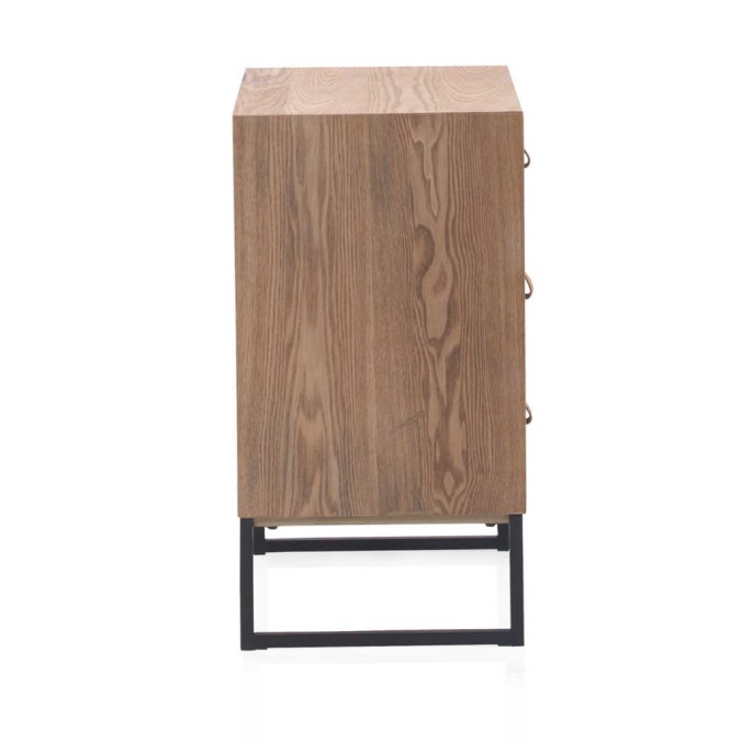 Mesilla con 3 cajones frentes  mosaico madera natural 46x35x66h