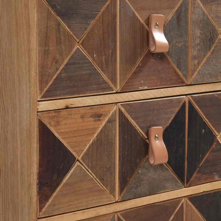 Mesilla con 3 cajones frentes  mosaico madera natural 46x35x66h