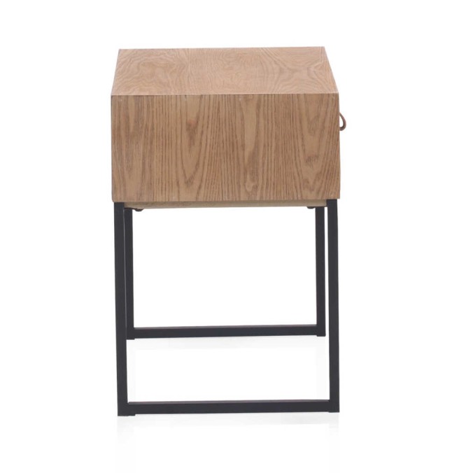 Mesilla con cajón frente mosaico madera natural 46x35x50h