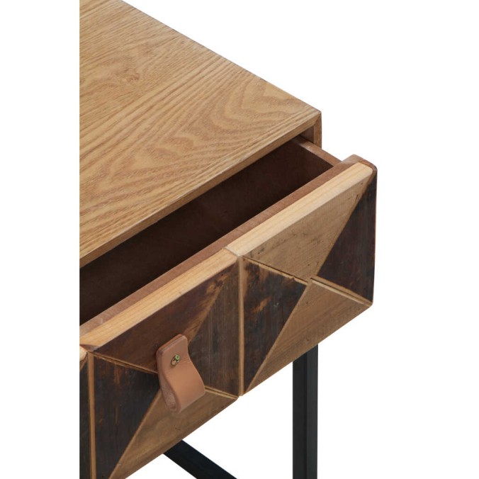 Mesilla con cajón frente mosaico madera natural 46x35x50h