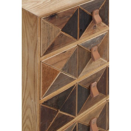 Sinfonier de 5 cajones frentes mosaico madera natural 46x35x100h