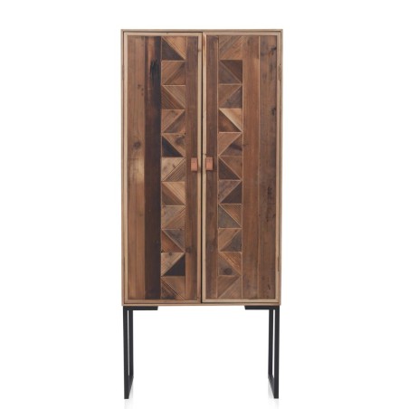 Armario con dos baldas frentes mosaico madera natural 69x35x160h