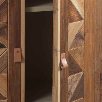 Armario con dos baldas frentes mosaico madera natural 69x35x160h 2