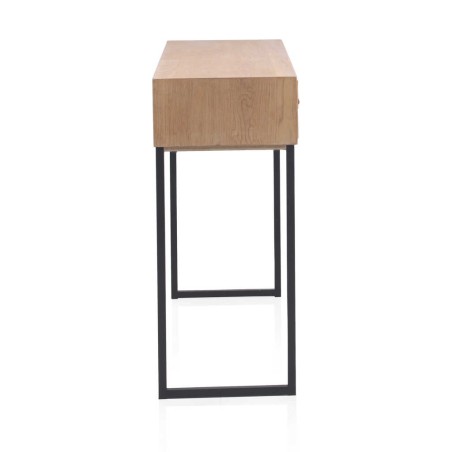 Consola dos cajones frentes mosaico madera natural 108x35x80h