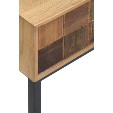 Consola dos cajones frentes mosaico madera natural 108x35x80h