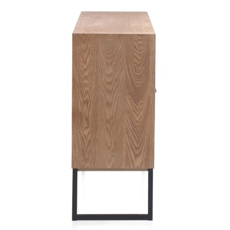 Aparador 2 puertas y 3 cajones frentes mosaico madera natural 110x35x80h