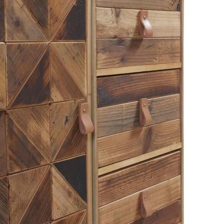 Aparador puerta y 3 cajones frentes mosaico madera natural 80x35x80h