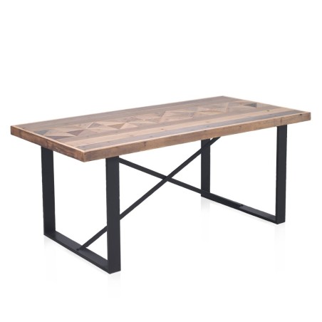 Mesa de comedor con superficie mosaico de madera natural 180x90x76h