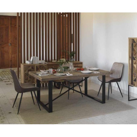 Mesa de comedor con superficie mosaico de madera natural 180x90x76h