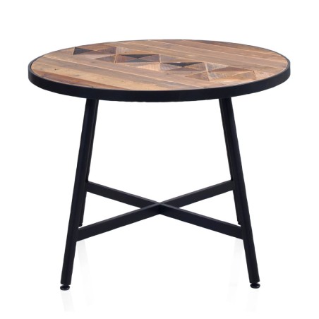 Mesa de comedor redonda superficie mosaico de madera natural 100x76h