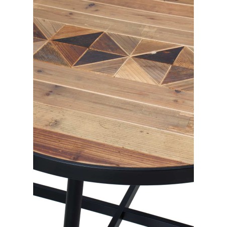 Mesa de comedor redonda superficie mosaico de madera natural 100x76h