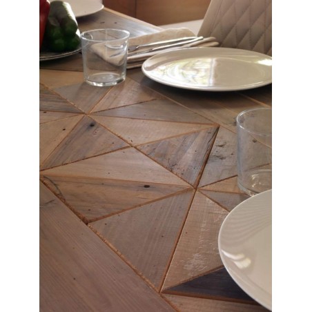 Mesa de comedor con superficie mosaico de madera natural 180x90x76h
