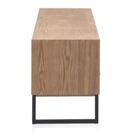 Mueble de televisión con frentes mosaico madera natural 132x40x50h