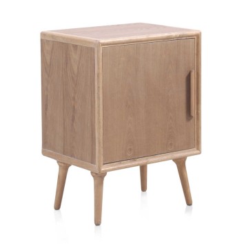 Mesita de noche madera de fresno tono natural 45x40x72h