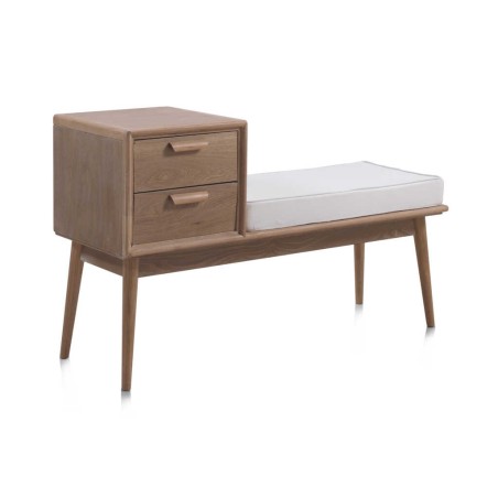 Pie de cama con cajones madera de fresno natural 122x42x73h