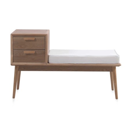 Pie de cama con cajones madera de fresno natural 122x42x73h