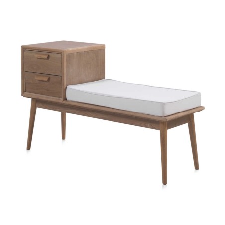Pie de cama con cajones madera de fresno natural 122x42x73h