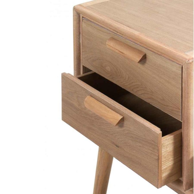 Pie de cama con cajones madera de fresno natural 122x42x73h