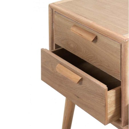 Pie de cama con cajones madera de fresno natural 122x42x73h