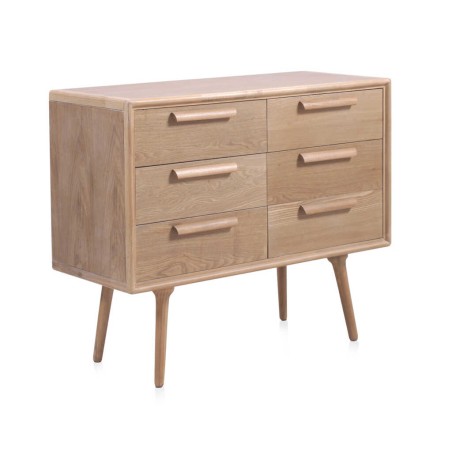 Cómoda 6 cajones madera de fresno tono natural 100x42x82h