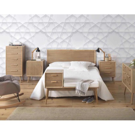 Cómoda 6 cajones madera de fresno tono natural 100x42x82h