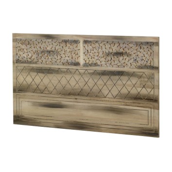 Cabezal estilo étnico madera de álamo patiné gris - 110x60cm