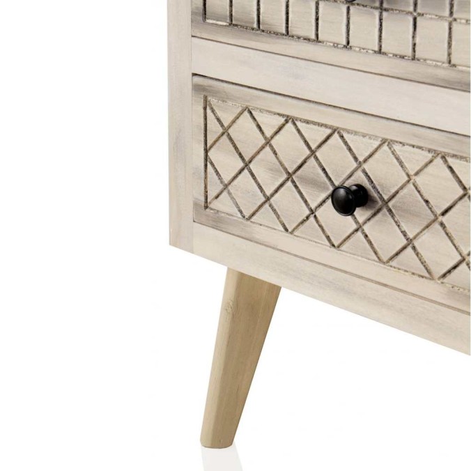 Mesilla 3 cajones estilo étnico madera alamo pátina gris - 42x40x70h