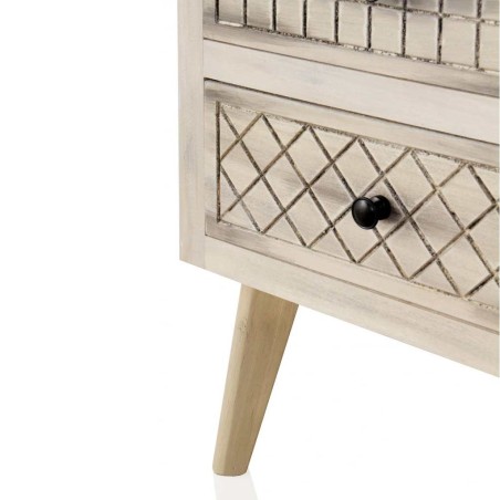 Mesilla 3 cajones estilo étnico madera alamo pátina gris - 42x40x70h