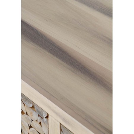 Cómoda estilo étnico madera alamo con pátina gris - 85x40x95h