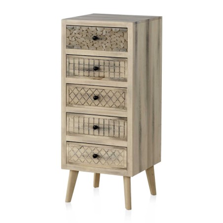 Sinfonier estilo étnico madera álamo con pátina gris - 42x40x100h