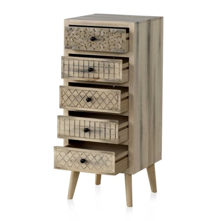 Sinfonier estilo étnico madera álamo con pátina gris - 42x40x100h