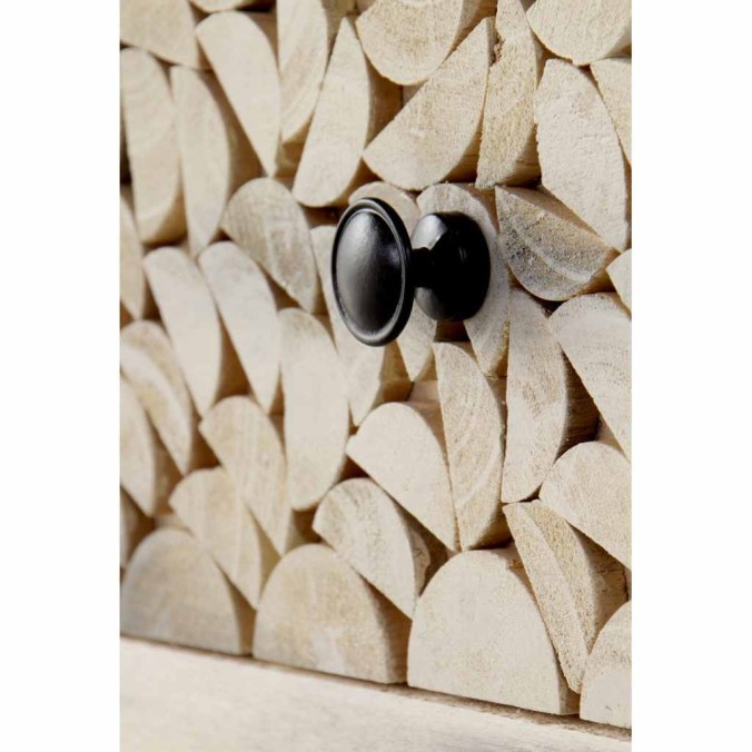 Mesilla con cajón y puerta estilo étnico álamo pátina gris - 42x40x70h