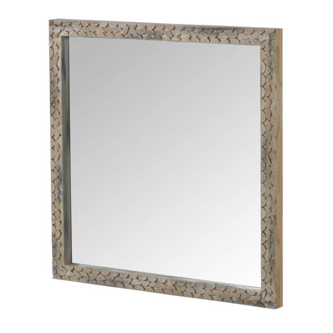 Espejo marco de madera álamo con pátina gris - 88x80cm