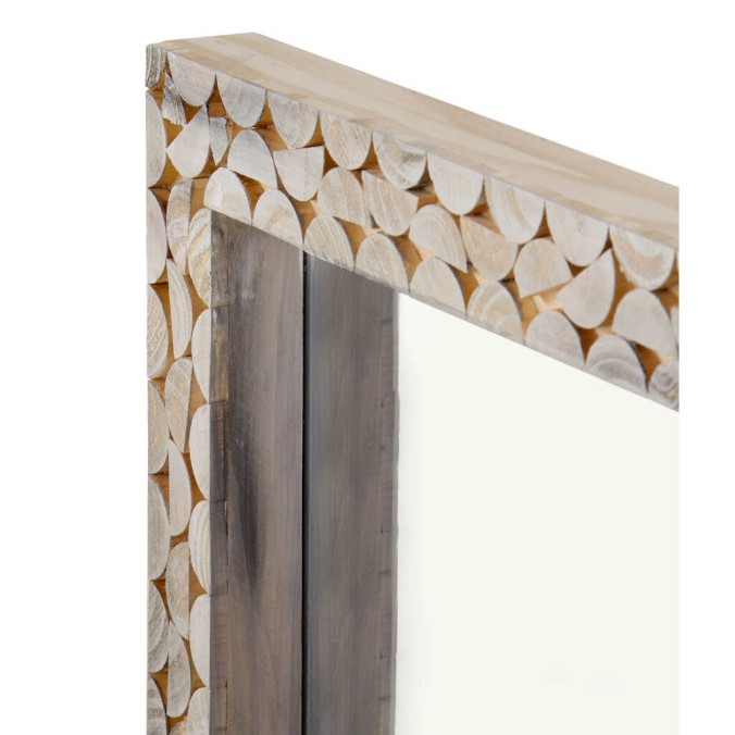 Espejo marco de madera álamo con pátina gris - 88x80cm