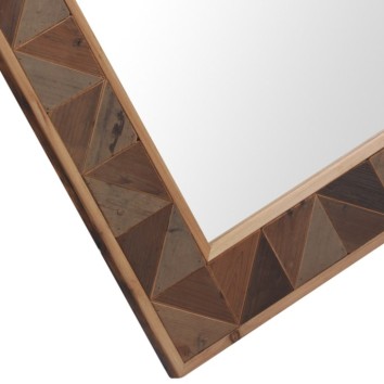 Espejo de pared con marco en mosaico de madera natural 77x77cm 2