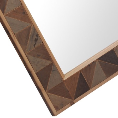 Espejo de pared con marco en mosaico de madera natural 77x77cm
