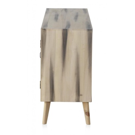 Aparador estilo étnico madera álamo con pátina gris - 140x40x76h