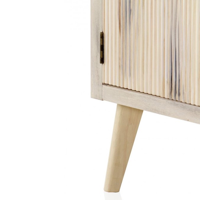 Aparador estilo étnico madera álamo con pátina gris - 140x40x76h