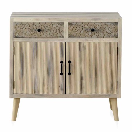 Aparador estilo étnico madera álamo con pátina gris - 85x40x80h