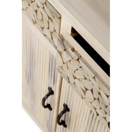 Aparador estilo étnico madera álamo con pátina gris - 85x40x80h