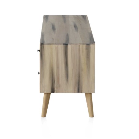 Mueble TV estilo étnico madera álamo con pátina gris - 140x40x55h