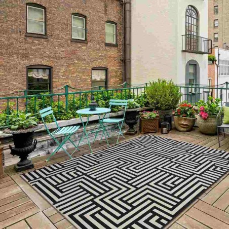 Alfombra de exterior METROPOLITAN trama negro - varios tamaños