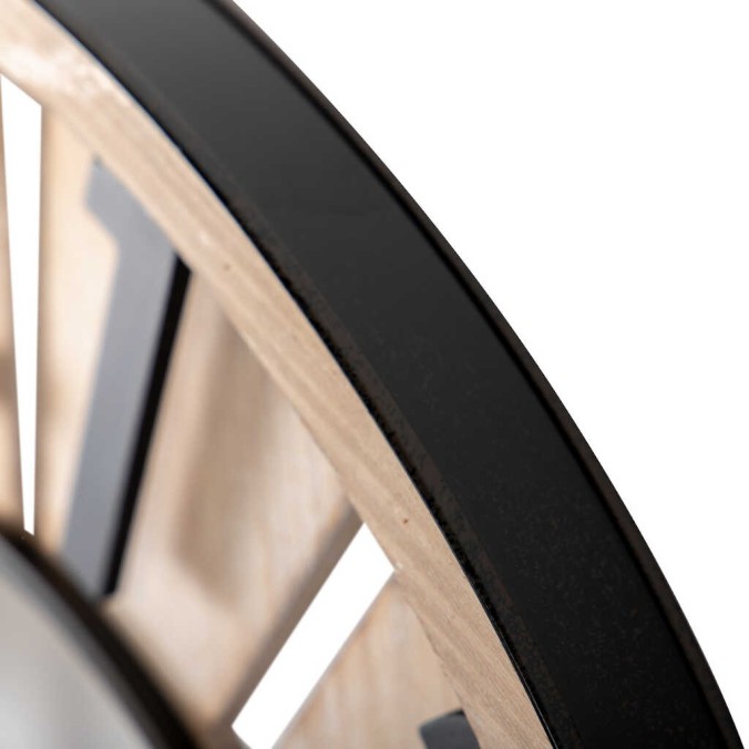 reloj pared mdf metal natural negro 60x4x60 cm