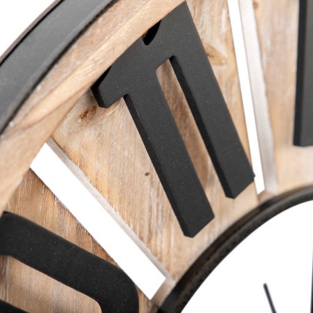 reloj pared mdf metal natural negro 60x4x60 cm
