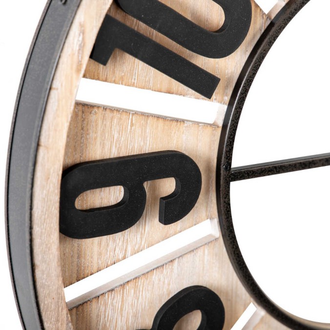 reloj pared mdf metal natural negro 60x4x60 cm