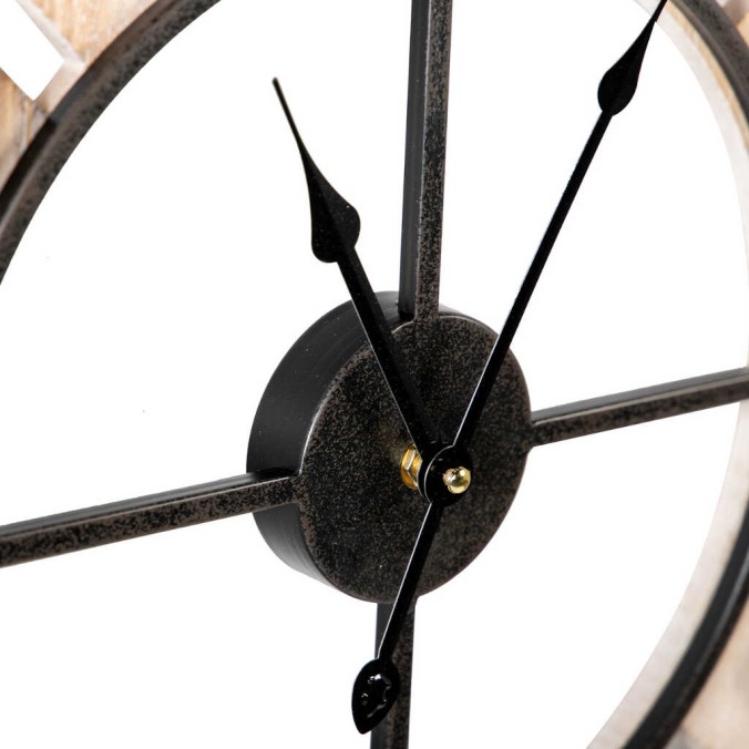 reloj pared mdf metal natural negro 60x4x60 cm